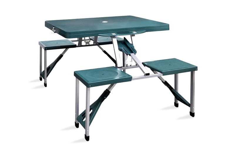 Hopfällbart campingbord med 4 stolar i aluminium ljusgrönt - Grön - Utemöbler & utemiljö - Utebord & trädgårdsbord - Campingbord