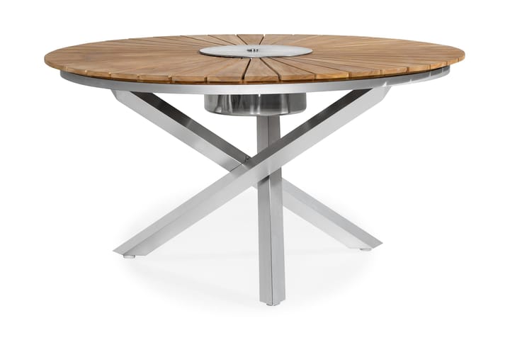 Matbord Båstad 150 cm Runt - Teak/Borstad aluminium - Utemöbler & utemiljö - Utegrupp - Matgrupp utomhus