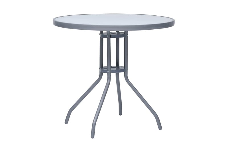 Trädgårdsbord ljusgrå 80 cm stål och glas - Grå - Utemöbler & utemiljö - Utebord & trädgårdsbord - Matbord utomhus