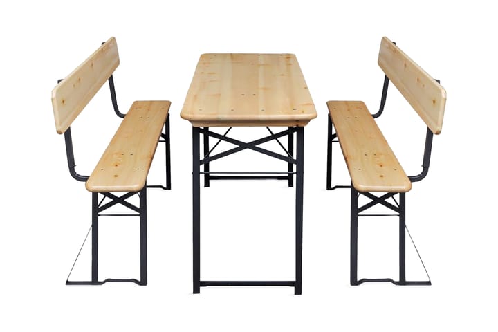 Hopfällbart ölbord med 2 bänkar 118 cm granträ - Brun - Utemöbler & utemiljö - Utebord & trädgårdsbord - Picknickbord
