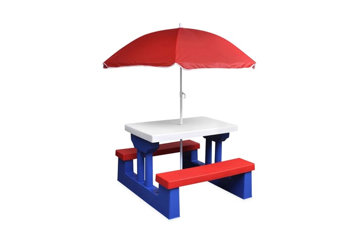 Picknickbord med bänkar och parasoll för barn flerfärgad - Flerfärgad - Utemöbler & utemiljö - Utebord & trädgårdsbord - Picknickbord