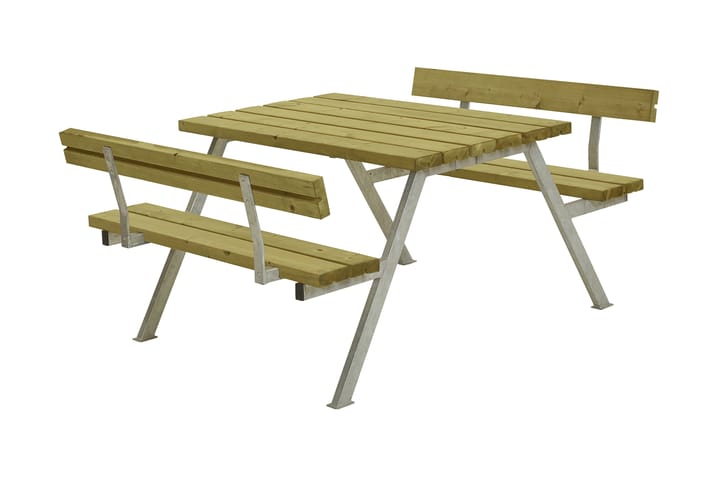 PLUS Alpha Bord/Bänkset med 2 Ryggstöd 118 cm Tryckimpregner - Utemöbler & utemiljö - Utebord & trädgårdsbord - Picknickbord