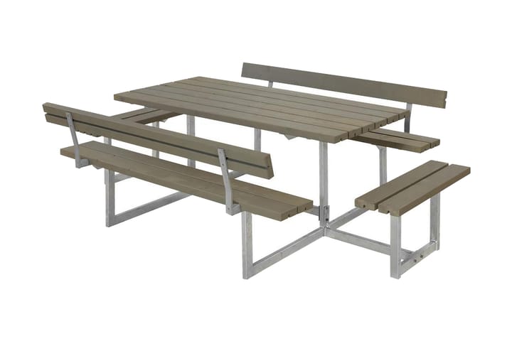 PLUS Basic bord- och bänkset med 2 ryggstöd + 2 påbyggnader - Grå|Beige - Textil & mattor - Badrumstextil