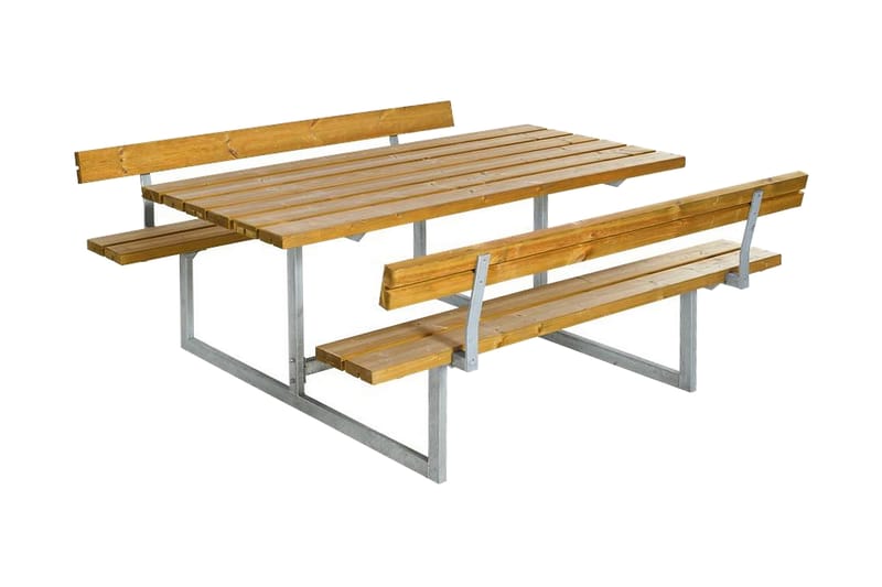 PLUS Basic bord- och bänkset med 2 ryggstöd - Brun/Beige - Utemöbler & utemiljö - Utebord & trädgårdsbord - Picknickbord