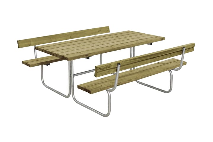 PLUS Classic bord- och bänkset med 2 ryggstöd 177 cm - Beige/Grå - Utemöbler & utemiljö - Utebord & trädgårdsbord - Picknickbord