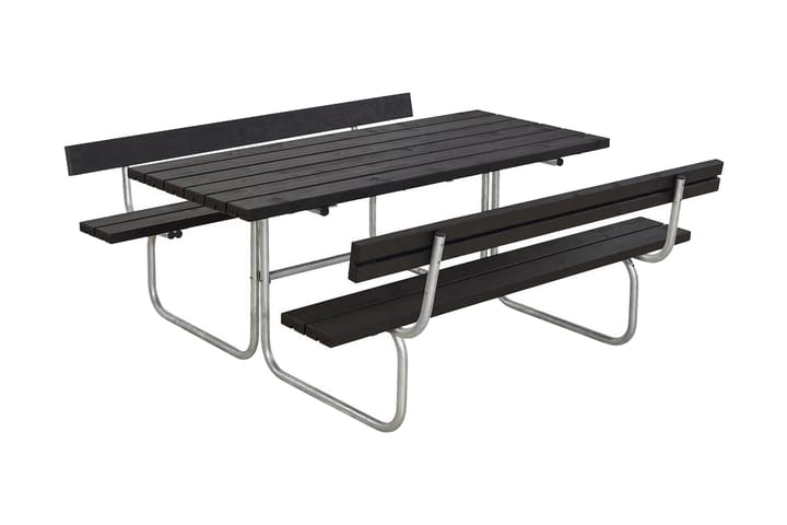 PLUS Classic bord- och bänkset med 2 ryggstöd 177x177x75 cm - Svart - Utemöbler & utemiljö - Utebord & trädgårdsbord - Picknickbord