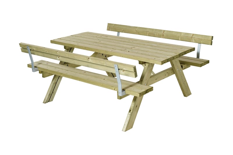 PLUS Gudrun Picknickbord med Bänk med Ryggstöd Trä - Naturell - Utemöbler & utemiljö - Utebord & trädgårdsbord - Picknickbord