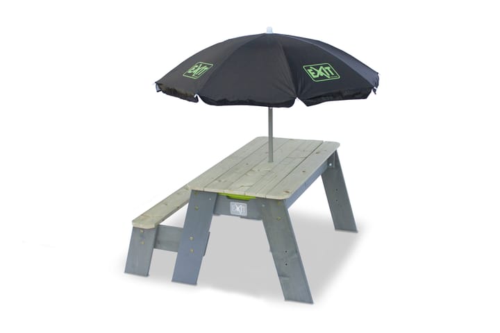Sand-och Picknickbord Aksent m Bänk + Parasoll Grå/Trä/Grön - Exit - Utemöbler & utemiljö - Utebord & trädgårdsbord - Picknickbord