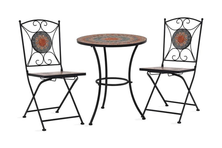 Mosaikbord 3 st keramik orange/grå - Orange - Utemöbler & utemiljö - Utebord & trädgårdsbord - Sidobord utomhus