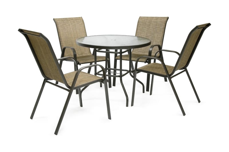 Möbelset DUBLIN bord och 4 stolar färg: mörkbrun - Utemöbler & utemiljö - Utegrupp - Matgrupp utomhus