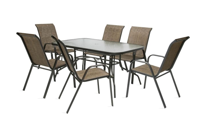 Möbelset DUBLIN bord och 6 stolar färg: mörkbrun - Utemöbler & utemiljö - Utegrupp - Matgrupp utomhus