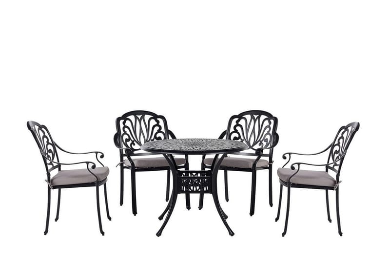 Trädgårdsset av bord och 4 stolar svart ANCONA - Svart - Utemöbler & utemiljö - Utegrupp - Matgrupp utomhus