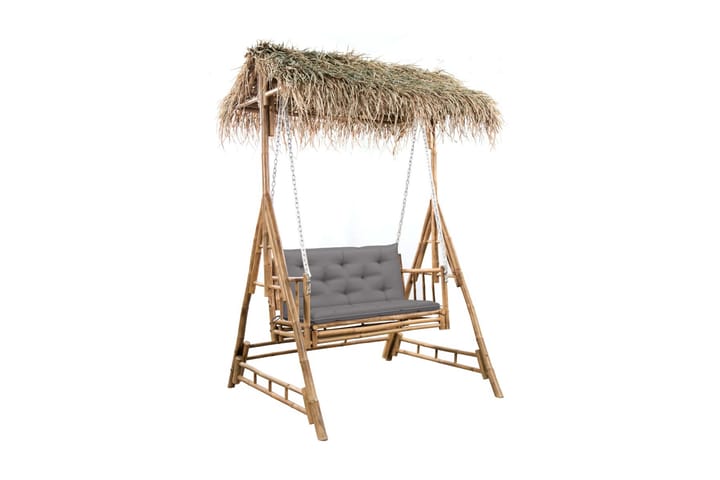 2-sits hammock med palmblad och dyna bambu 202 cm - Grå - Utemöbler & utemiljö - Utesoffa - Hammock