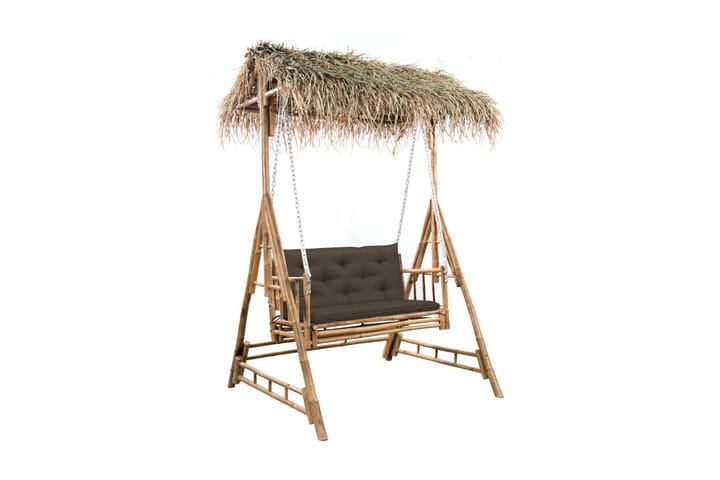 2-sits hammock med palmblad och dynor bambu 202 cm - Brun - Utemöbler & utemiljö - Utesoffa - Hammock