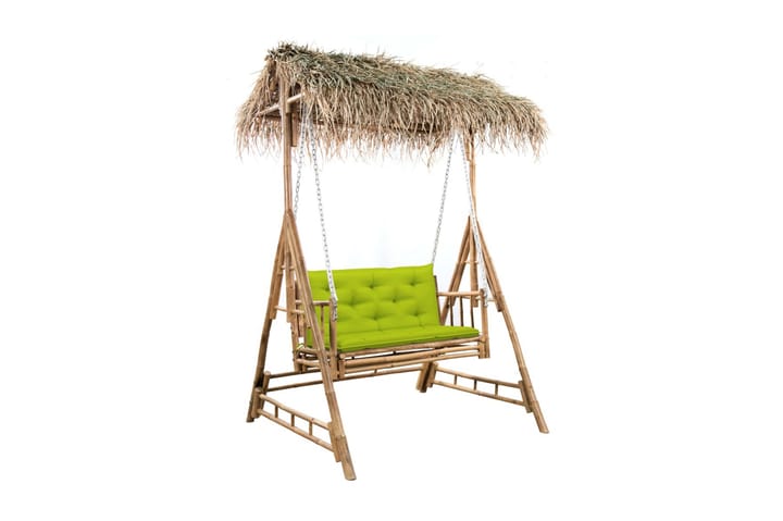 2-sits hammock med palmblad och dynor bambu 202 cm - Brun - Utemöbler & utemiljö - Utesoffa - Hammock