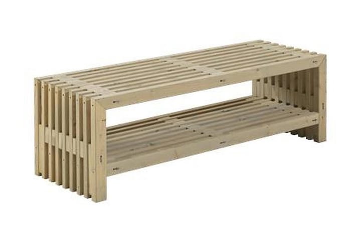 PLUS Rustik trallbänk Design 138x49x45cm m/hylla - drivvedsf - Grå|Beige - Utemöbler & utemiljö - Utesoffa - Trädgårdsbänk & utebänk