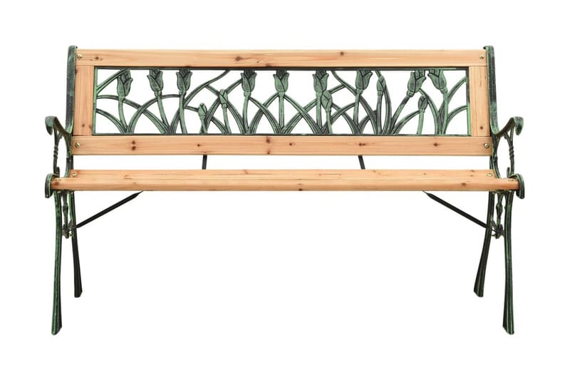 Trädgårdsbänk 122 cm gjutjärn och massivt granträ - Brun - Utemöbler & utemiljö - Utesoffa - Trädgårdsbänk & utebänk