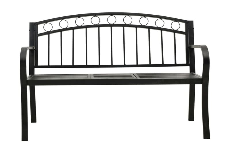 Trädgårdsbänk med bord 125 cm stål svart - Svart - Utemöbler & utemiljö - Utesoffa - Trädgårdsbänk & utebänk