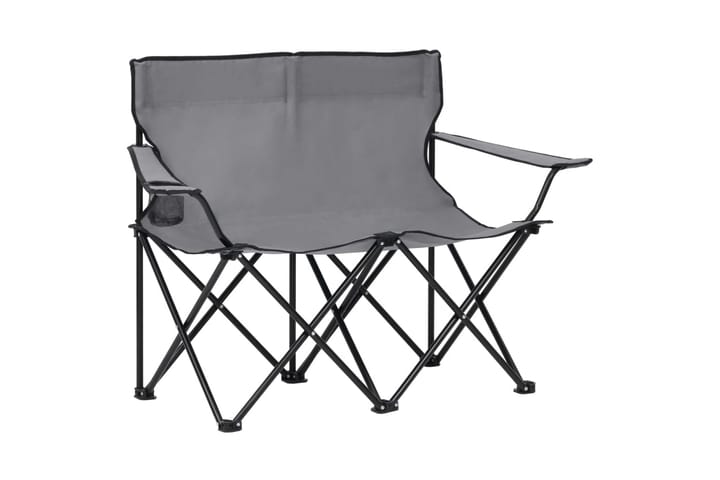 2-sits hopfällbar campingstol stål och tyg grå