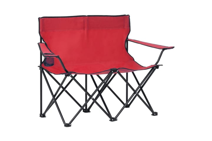 2-sits hopfällbar campingstol stål och tyg röd - Röd - Utemöbler & utemiljö - Balkong & altan - Balkongmöbler - Balkongstol