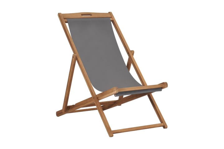 Hopfällbar strandstol massiv teak grå - Grå - Utemöbler & utemiljö - Balkong & altan - Balkongmöbler - Balkongstol