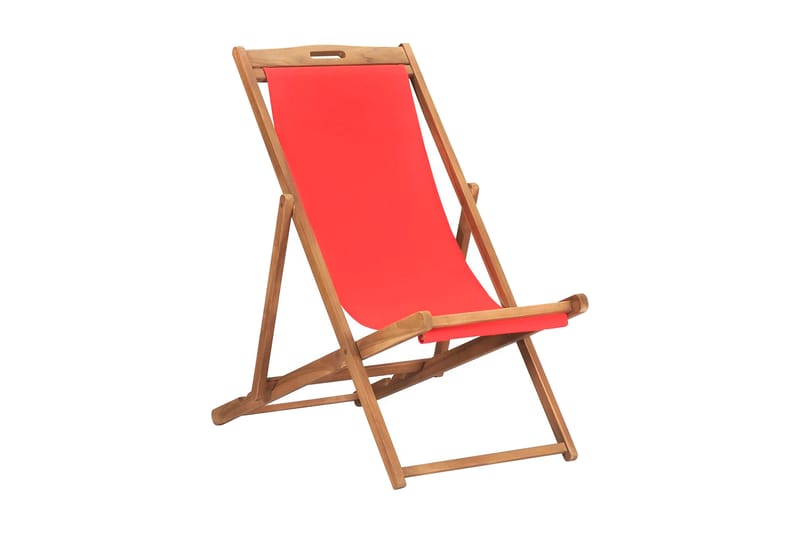 Hopfällbar strandstol massiv teak röd - Röd - Utemöbler & utemiljö - Balkong & altan - Balkongmöbler - Balkongstol