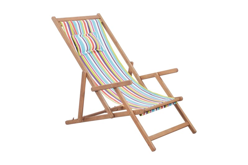 Hopfällbar strandstol tyg och träram flerfärgad - Flerfärgad - Utemöbler & utemiljö - Utestol & trädgårdsstol - Utefåtölj & loungefåtölj