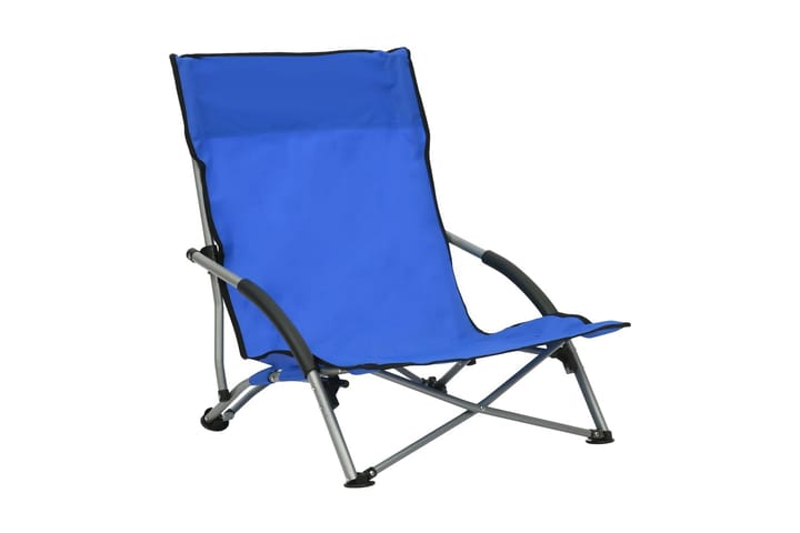 Hopfällbara strandstolar 2 st blå tyg - Blå - Utemöbler & utemiljö - Balkong & altan - Balkongmöbler - Balkongstol