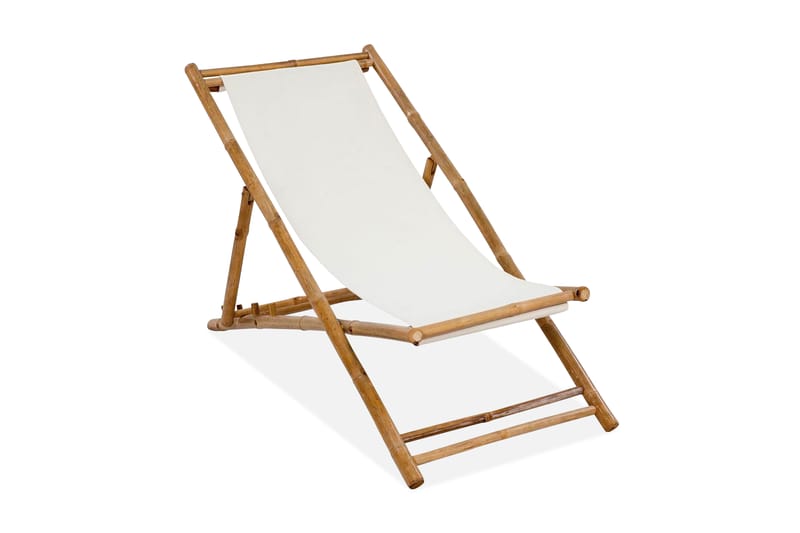 Solstol bambu och kanvas - Vit - Utemöbler & utemiljö - Balkong & altan - Balkongmöbler - Balkongstol