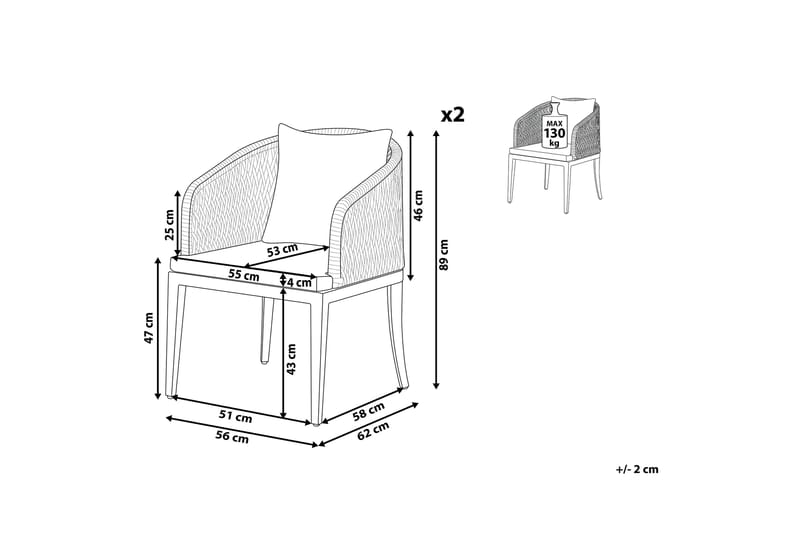 Trädgårdsstol 2 st aluminium grå LIPARI - Grå - Utemöbler & utemiljö - Utestol & trädgårdsstol - Matstol & karmstol utomhus