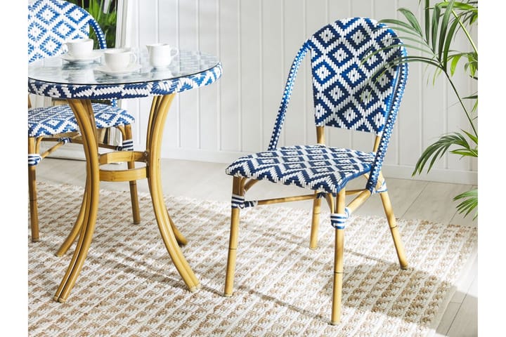 Trädgårdsstol 4 st blå/vit mönster RIFREDDO - Blå - Utemöbler & utemiljö - Utestol & trädgårdsstol - Matstol & karmstol utomhus