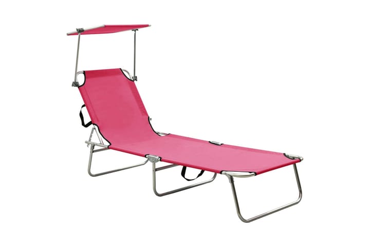 Hopfällbar solsäng med tak rosa aluminium - Rosa - Utemöbler & utemiljö - Utestol & trädgårdsstol - Solsäng & solvagn