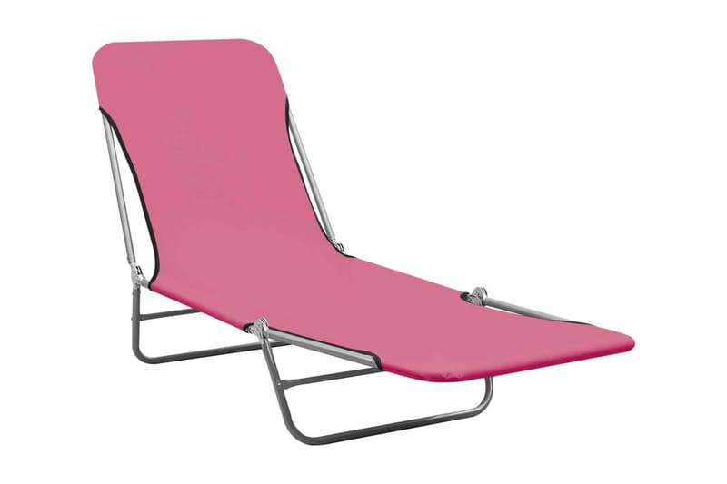 Hopfällbara solsängar 2 st stål och tyg rosa - Rosa - Utemöbler & utemiljö - Utestol & trädgårdsstol - Solsäng & solvagn