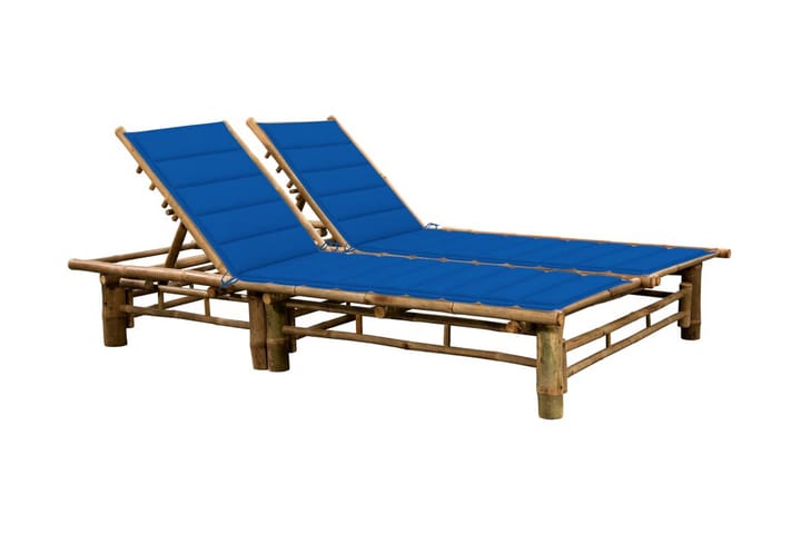 Solsäng med dynor 2 personer bambu - Blå - Utemöbler & utemiljö - Utestol & trädgårdsstol - Solsäng & solvagn