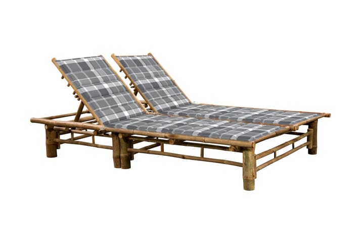 Solsäng med dynor 2 personer bambu - Grå - Utemöbler & utemiljö - Utestol & trädgårdsstol - Solsäng & solvagn