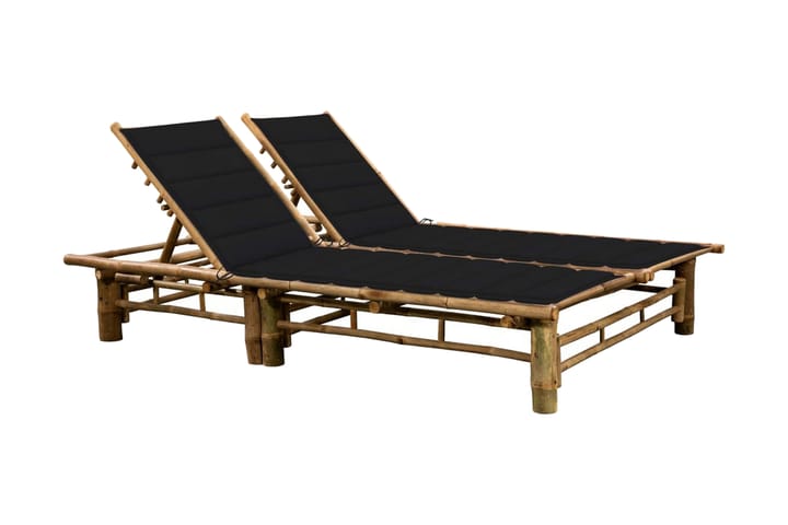 Solsäng med dynor 2 personer bambu - Svart - Utemöbler & utemiljö - Utestol & trädgårdsstol - Solsäng & solvagn