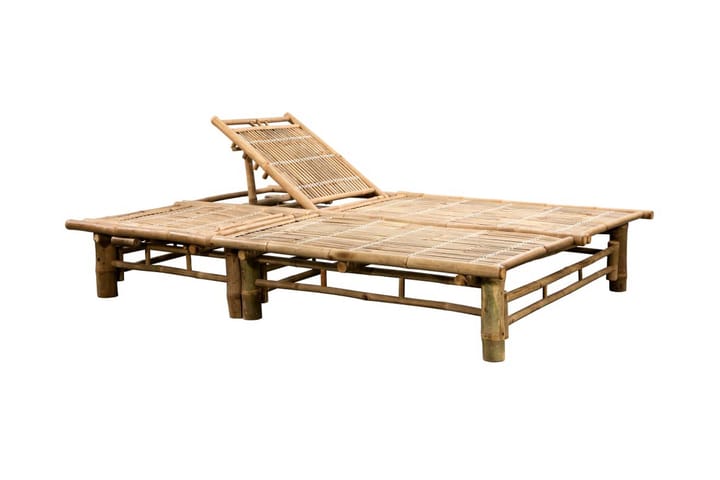 Solsäng med dynor 2 personer bambu - Vit - Utemöbler & utemiljö - Utestol & trädgårdsstol - Solsäng & solvagn