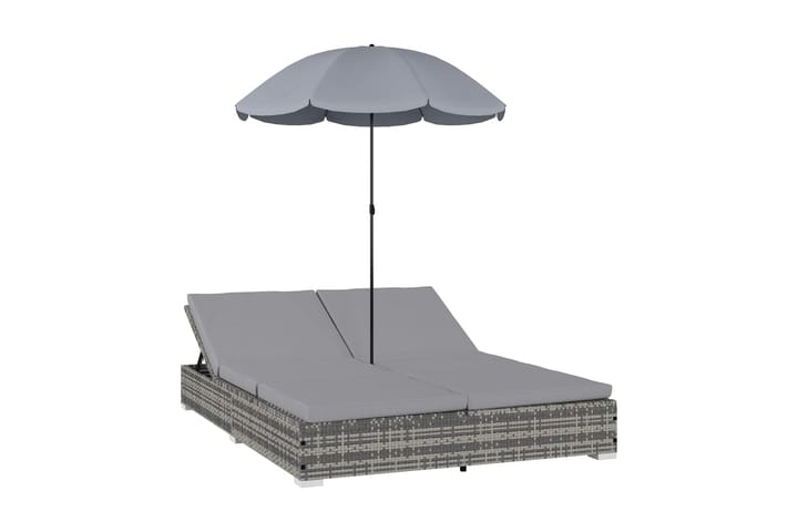 Solsäng med parasoll konstrotting grå - Grå - Utemöbler & utemiljö - Utestol & trädgårdsstol - Solsäng & solvagn