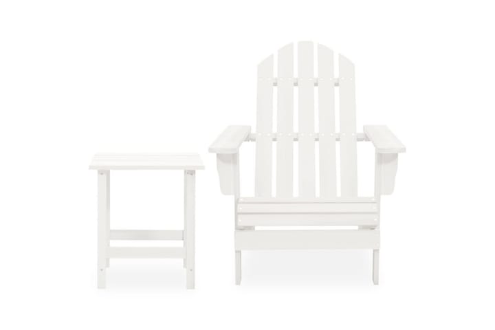 Adirondackstol med bord massivt granträ vit - Vit - Utemöbler & utemiljö - Utestol & trädgårdsstol - Solstol - Däckstol
