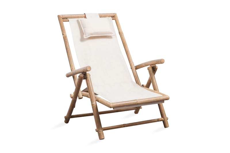 Däckstol bambu - Vit - Utemöbler - Stolar & Fåtöljer ute - Solstolar
