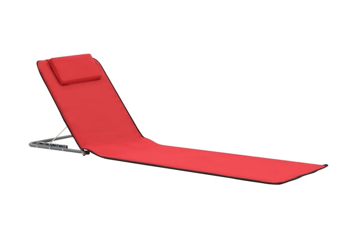 Hopfällbara strandmattor 2 st stål och tyg röd - Röd - Utemöbler & utemiljö - Utestol & trädgårdsstol - Brassestol & campingstol