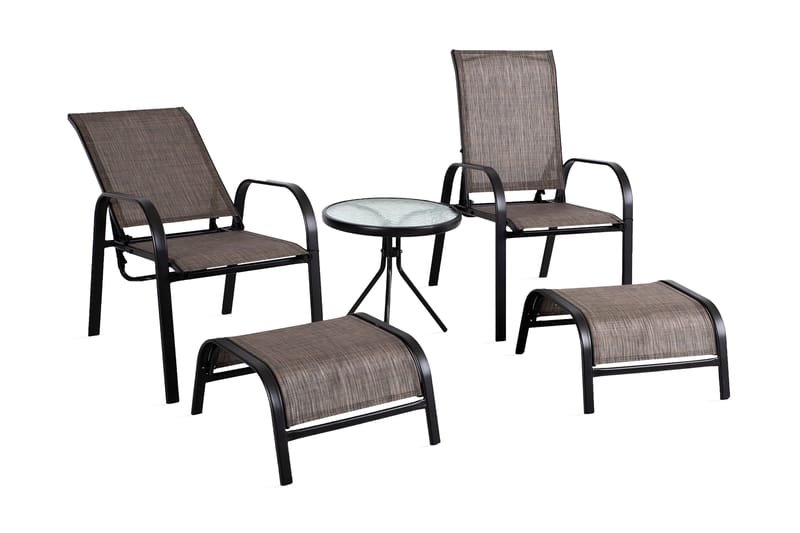 Set DAKOTA bord 2 stolar och 2 fotpallar - Utemöbler & utemiljö - Utestol & trädgårdsstol - Utefåtölj & loungefåtölj