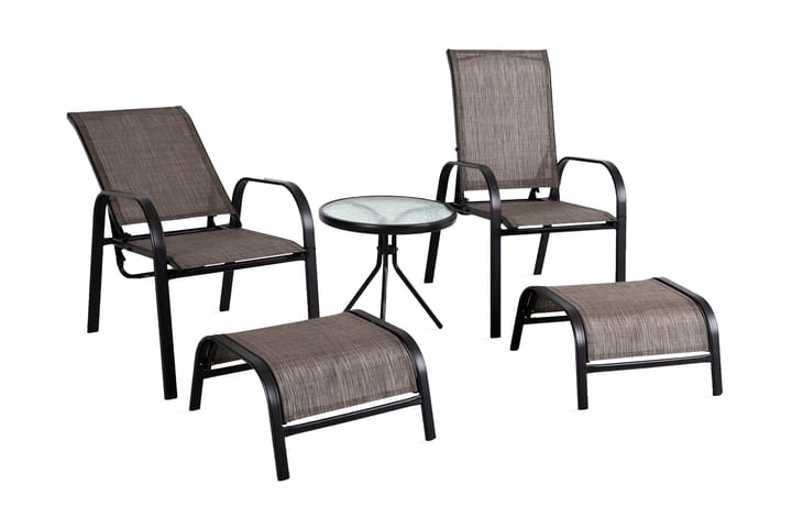 Set DAKOTA bord 2 stolar och 2 fotpallar - Utemöbler & utemiljö - Utestol & trädgårdsstol - Solstol