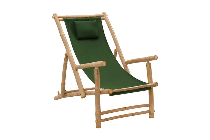 Solstol bambu och kanvas grön - Grön - Utemöbler & utemiljö - Utestol & trädgårdsstol - Solstol