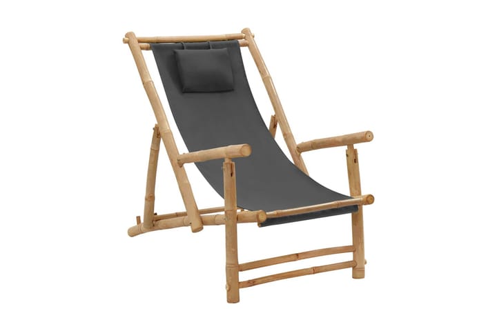 Solstol bambu och kanvas mörkgrå - Mörkgrå - Utemöbler & utemiljö - Utestol & trädgårdsstol - Solstol