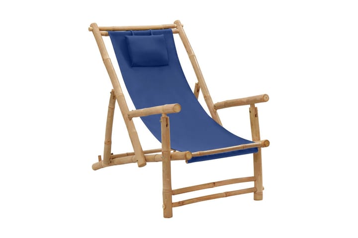 Solstol bambu och kanvas marinblå - Blå - Utemöbler & utemiljö - Utestol & trädgårdsstol - Solstol