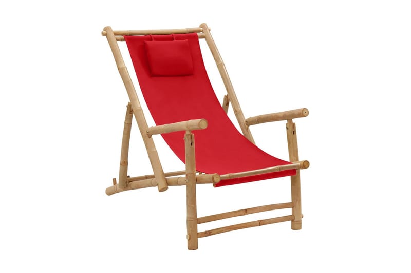 Solstol bambu och kanvas röd - Röd - Utemöbler & utemiljö - Utestol & trädgårdsstol - Solstol