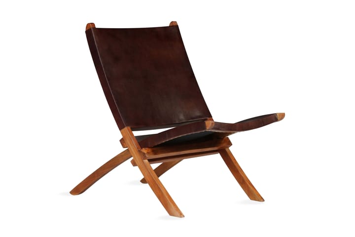 Avkopplingsstol brun äkta läder - Brun - Utemöbler & utemiljö - Utestol & trädgårdsstol - Utefåtölj & loungefåtölj