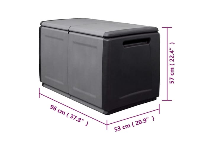 Dynbox 96x53x57 cm 230 L mörkgrå och svart - Grå - Utemöbler & utemiljö - Utomhusförvaring - Dynförvaring - Dynbox & dynlåda