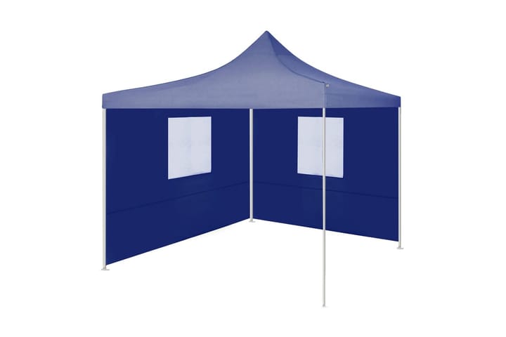 Hopfällbart partytält med 2 sidoväggar 2x2 m stål blå - Blå - Utemöbler & utemiljö - Utomhusförvaring - Trädgårdstält & förvaringstält